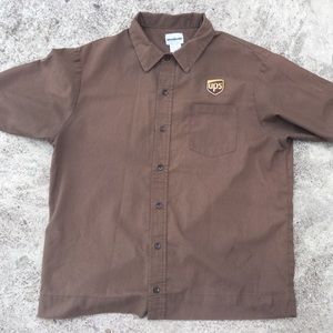UPS Work Brown Delivery Button Down Short Sleeve size L